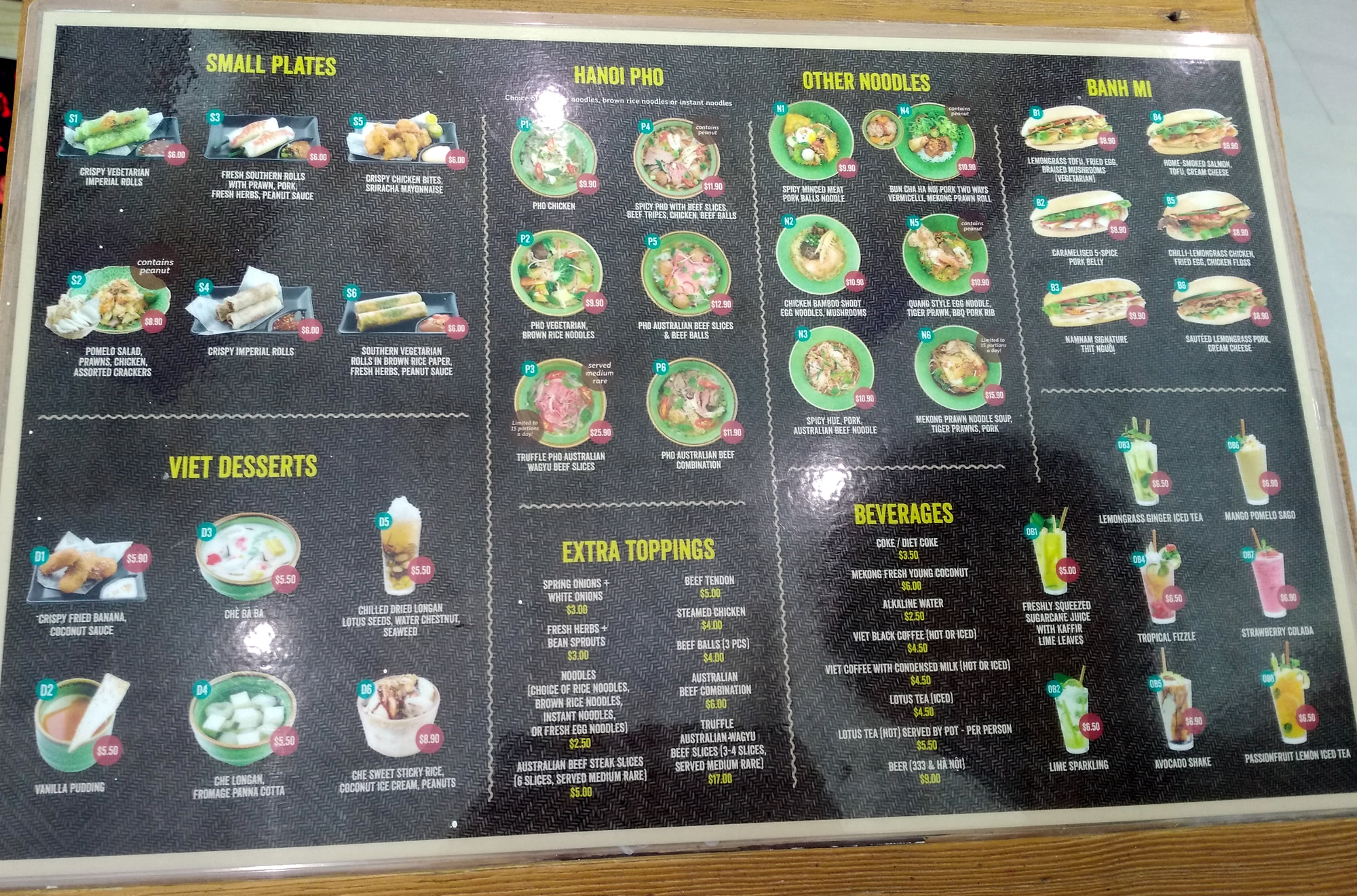 NamNam Noodle Bar menu2019